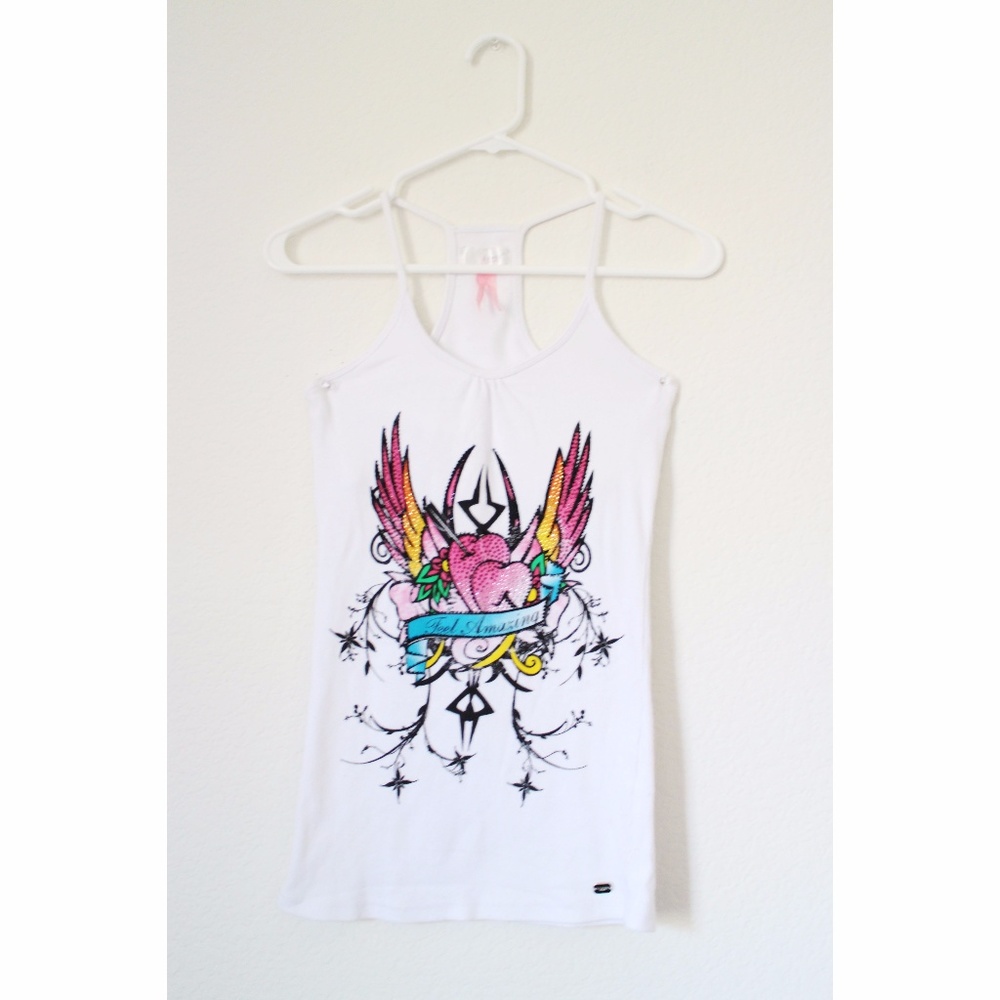 Lipsy Tatoo Jeweled Embellished Ribbed Racerback